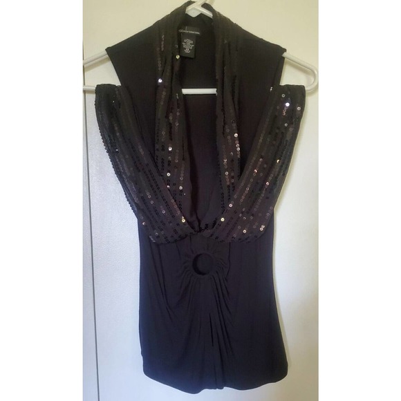 NWOT Victoria's Secret Sequin Collar Deep V-Neck Top with Keyhole - X-Small - Picture 5 of 7